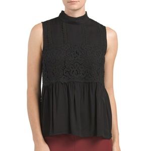 ⬇️ Mustard Seed crochet mock neck blouse